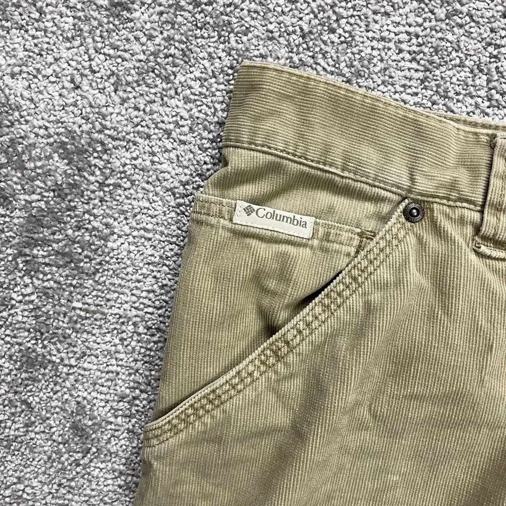Columbia Chino Pants Mens 34 Beige Pockets Corduroy Straight Slacks Solid 34x31